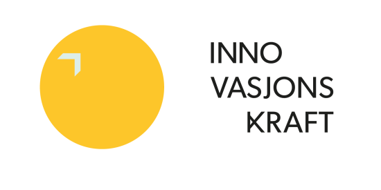 Gul logo for Innovasjonskraft, hvor det står