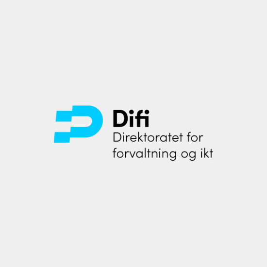 Difi– Direktoratet for forvaltning og ikt (logo på lysegrå bakgrunn)